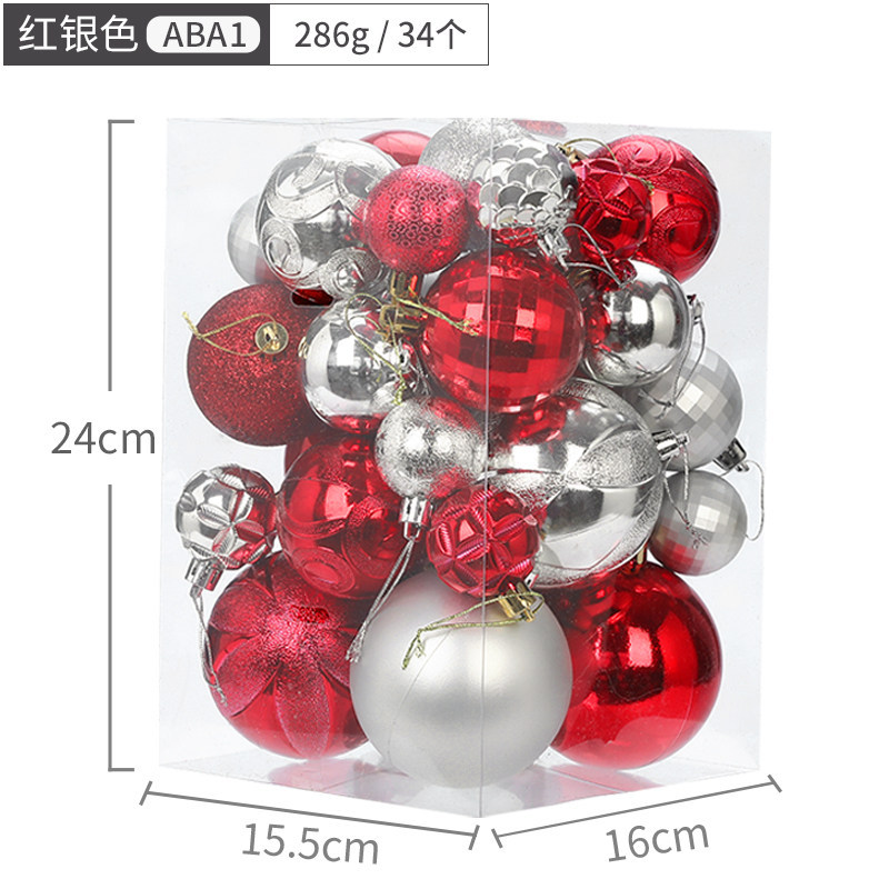 Hong Kong Heng Bola de Navidad decoración bola colgante azul resalte pintado en caja bola 34 Paquete de decoración de árbol de Navidad decoración colgante
