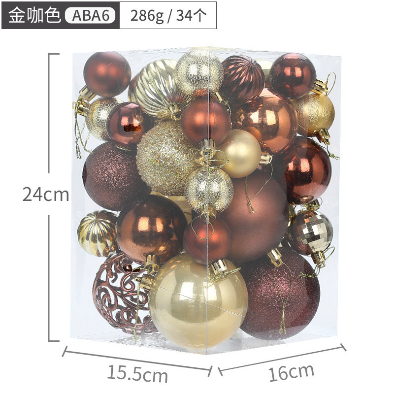 Hong Kong Heng Bola de Navidad decoración bola colgante azul resalte pintado en caja bola 34 Paquete de decoración de árbol de Navidad decoración colgante