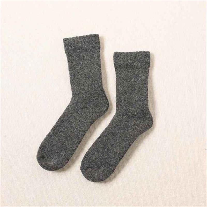 Otoño e invierno engrosado con forro polar cálido calcetines de lana para hombres y mujeres absorbentes de sudor resistente al frío Toalla de color sólido calcetines de algodón largos calcetines de Terry