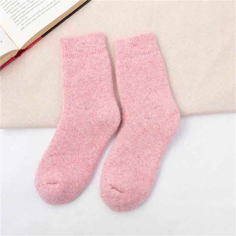Otoño e invierno engrosado con forro polar cálido calcetines de lana para hombres y mujeres absorbentes de sudor resistente al frío Toalla de color sólido calcetines de algodón largos calcetines de Terry