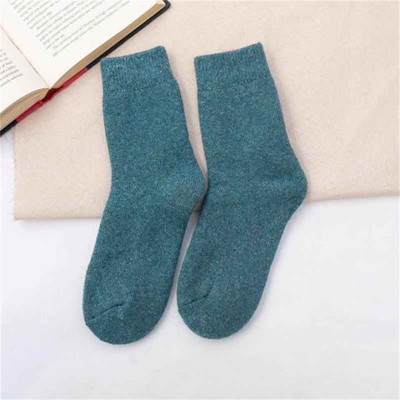 Otoño e invierno engrosado con forro polar cálido calcetines de lana para hombres y mujeres absorbentes de sudor resistente al frío Toalla de color sólido calcetines de algodón largos calcetines de Terry