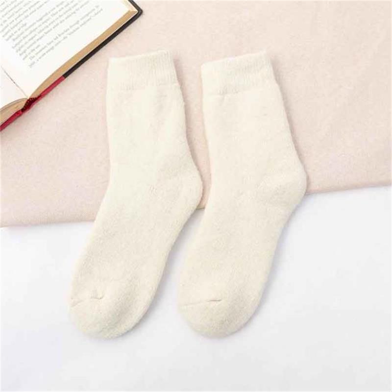 Otoño e invierno engrosado con forro polar cálido calcetines de lana para hombres y mujeres absorbentes de sudor resistente al frío Toalla de color sólido calcetines de algodón largos calcetines de Terry