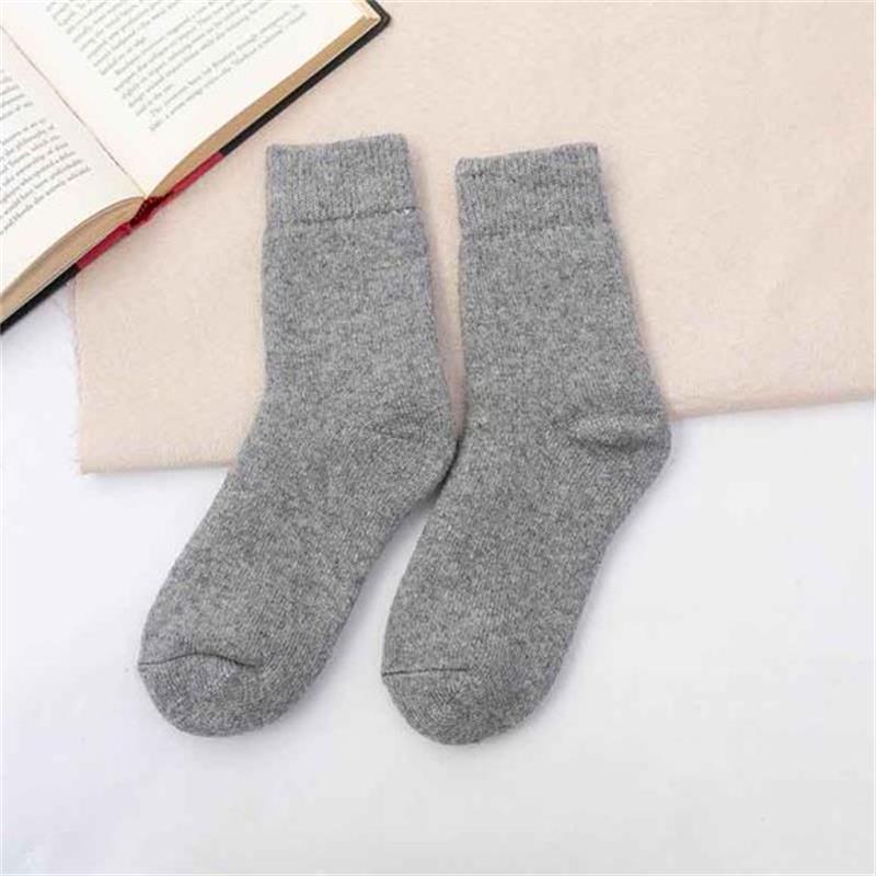 Otoño e invierno engrosado con forro polar cálido calcetines de lana para hombres y mujeres absorbentes de sudor resistente al frío Toalla de color sólido calcetines de algodón largos calcetines de Terry