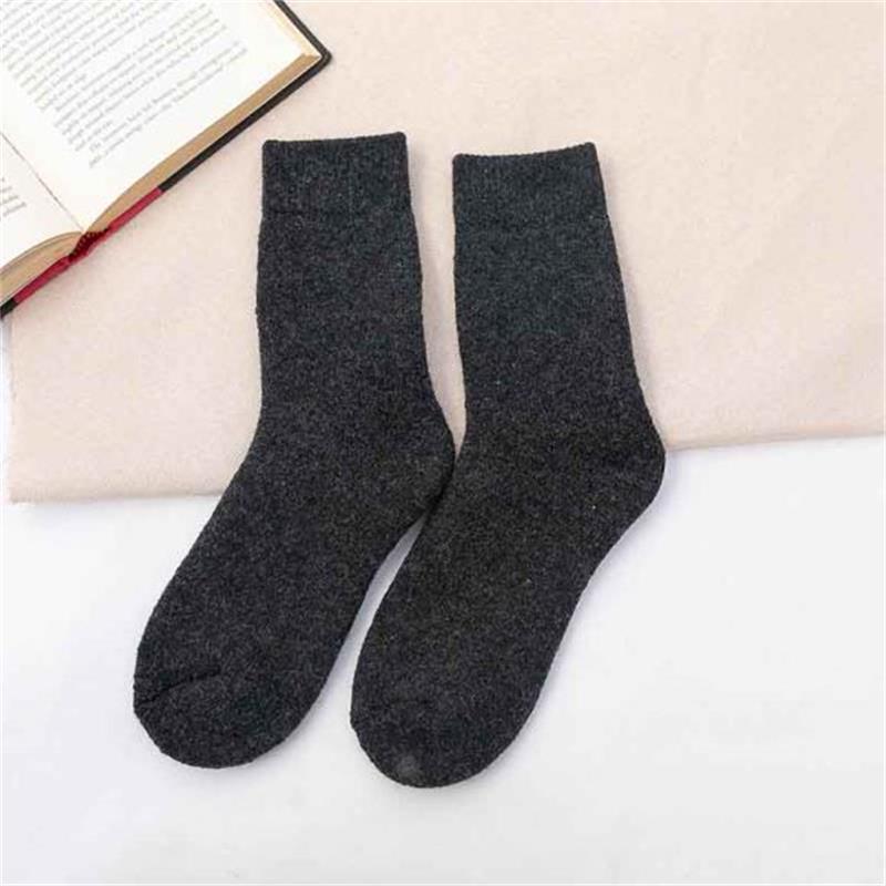 Otoño e invierno engrosado con forro polar cálido calcetines de lana para hombres y mujeres absorbentes de sudor resistente al frío Toalla de color sólido calcetines de algodón largos calcetines de Terry