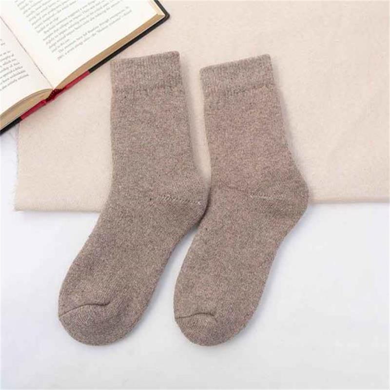 Otoño e invierno engrosado con forro polar cálido calcetines de lana para hombres y mujeres absorbentes de sudor resistente al frío Toalla de color sólido calcetines de algodón largos calcetines de Terry