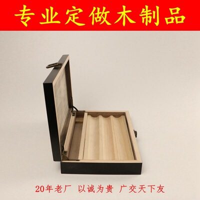 厂家直供雪茄包装盒品牌直供logo雕刻实木黑色烟盒雪茄盒直供木盒