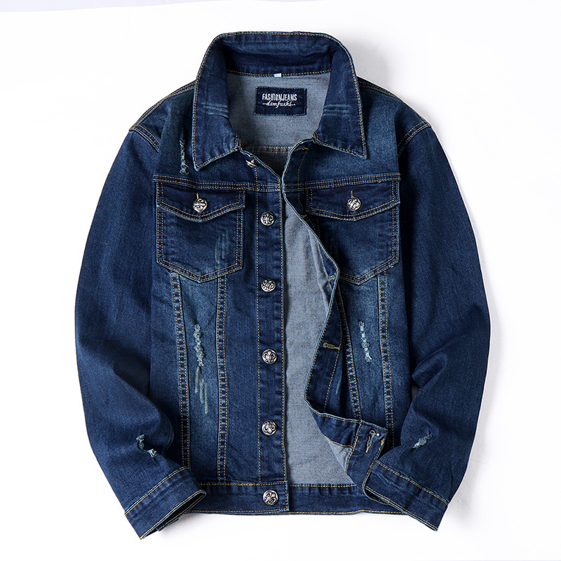 Men's Clothing Spring Men's Jacket Washable Versatile Holes Simple Fit Denim Jacket Men_voghion.com