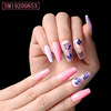 Purple nail stickers for manicure, fake nails, glue, 24 pieces, European style, ready-made product