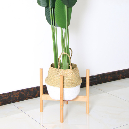 Nordic simple bamboo flower stand single bay window balcony desktop mini green basket flower pot bracket succulent wholesale