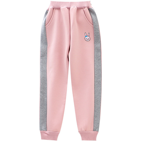 Girls' pants new autumn and winter children's trousers loose medium and large children's fleece sweatpants 1