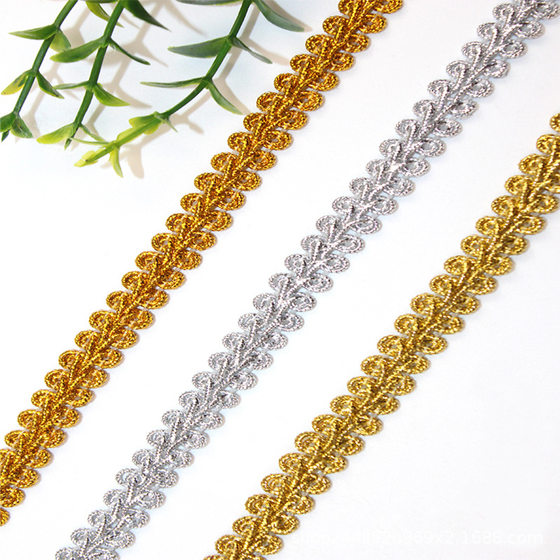 Yiwu financial accessories wholesale curtain lace gold and silver lace ethnic clothing accessories golden lace
