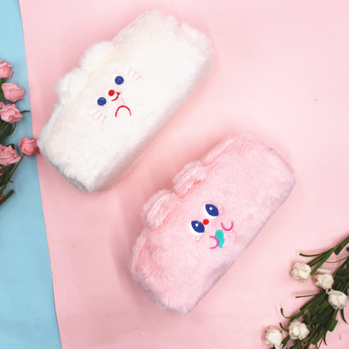  cross-border large-capacity puff pencil bag cute bear student plush stationery bag pencil case soft wallet