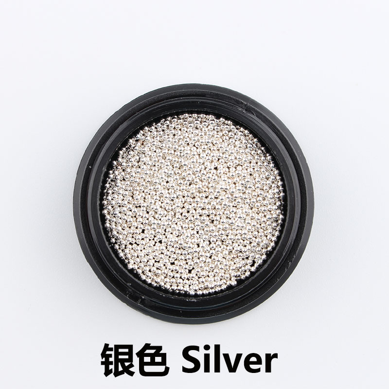 Transfronterizo especial manicura oro y plata pequeñas cuentas de acero uñas japonesas galvanoplastia metal micro cuentas joyas tamaño en caja mezclado cuatro colores