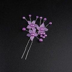 Korean wedding headdress frosted flower hair accessories bride wedding handmade jewelry pearl hairpin style hair fork comb