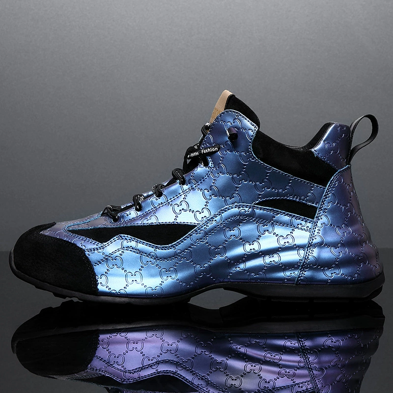 Европейская станция, осенне-зимняя новая мужская обувь с высоким берцем и толстой подошвой в британском стиле, модная повседневная мужская обувь, разноцветные мужские туфли для досок