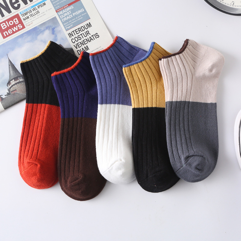 Socks men's socks spring and summer thin cotton socks double needle men's boat Socks sweat-absorbent deodorant low waist short tube factory wholesale