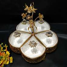 厂家直供现代客厅心形五碗干果盘家用创意小吃零食糖果分格盘批发