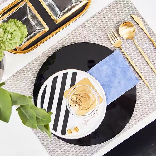 Ferona ceramic tableware hand-painted gold geometric pattern bowls and plates Nordic simple porcelain plate model room decoration