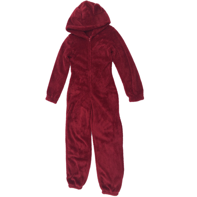 Nuevo Mono de Felpa para Mujer, Otoño-Invierno 2025, Estilo Europeo y Americano, Comercio Transfronterizo, Forrado de Felpa, Grueso, con Capucha, Pijama image 6