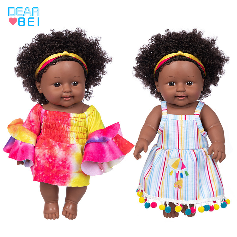 Transfronterizo de 12 pulgadas artificial bebé renacido muñeca Africana bebé muñeca de vestir muñeca de juguete modelo de muñeca de vinilo