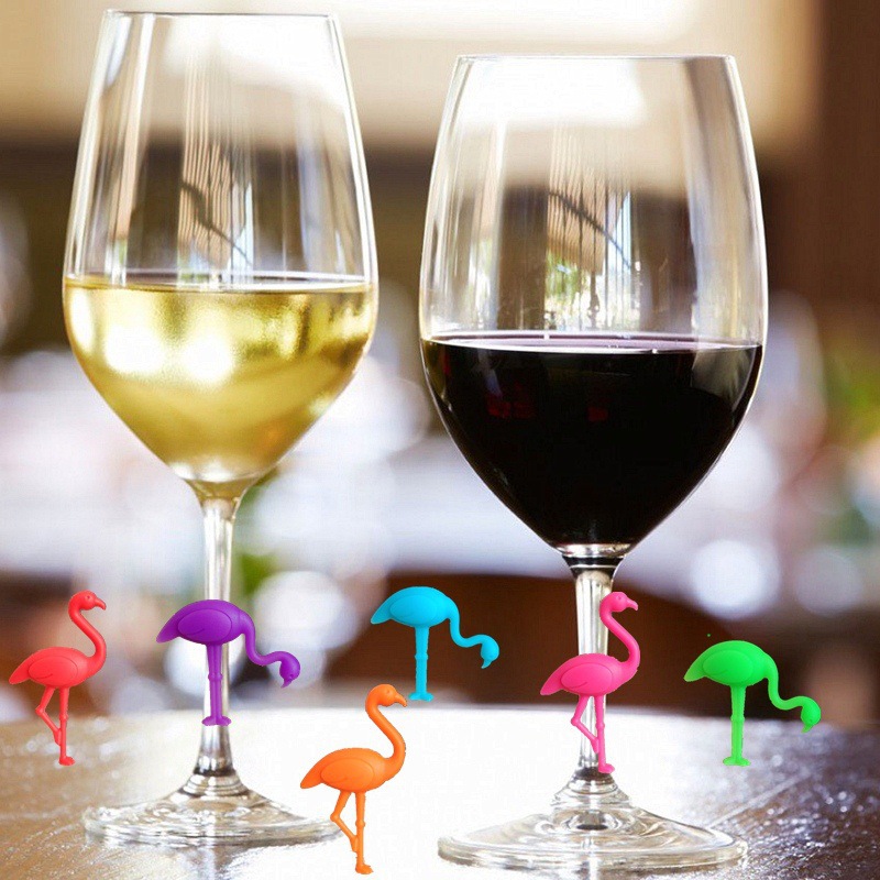 Creativo Flamingo vidrio de vino marcador de silicona animal partido reconocedor de vidrio de vino beber marcador