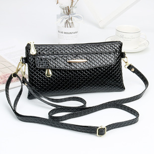Glossy shoulder bag, small clutch bag for leisure, wallet, Korean style