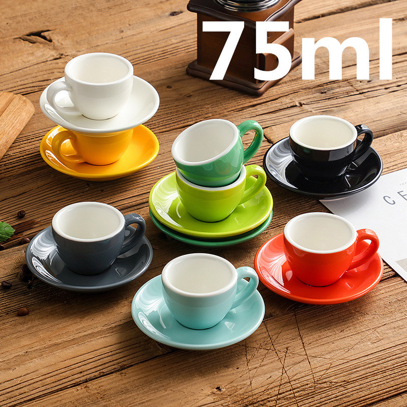 Color Ceramic Extra Strong Cup Set Coffee Cup American Italian European Concentrated Cup Thickened Standard Jindian 75ml