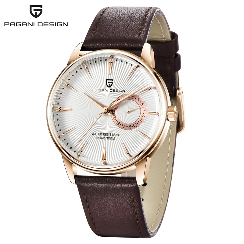 Bergani PAGANI hombres de negocios reloj de moda espejo de zafiro calendario impermeable reloj de cuarzo 1654