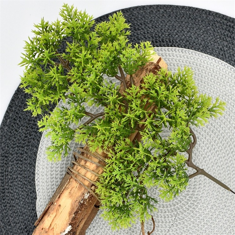 Simulación de ramas de pino verde hermosa Luohan Cliff Bai Pino decoración de interior simulación falsa planta de plástico maceta adornos
