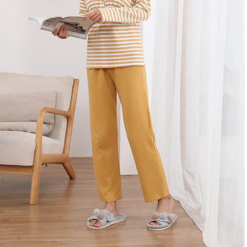 Fall/Winter Pure Cotton Thickened Plus-Size Postpartum Wear for Pregnant Women: Cotton Wide-Legged Long Pants, Cotton Home Pajamas, and Lounge Pants
