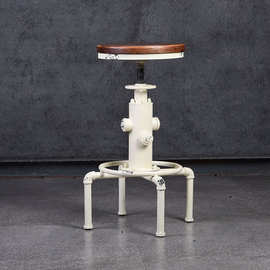 美式工业风酒吧椅复古实木铁艺创意消防栓吧台椅旋转升降可调吧凳