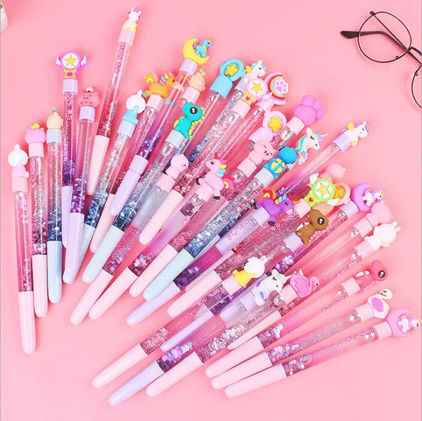 Student pen Net red fairy quicksand gel pen creative children kindergarten birthday sharing gift quicksand gel pen