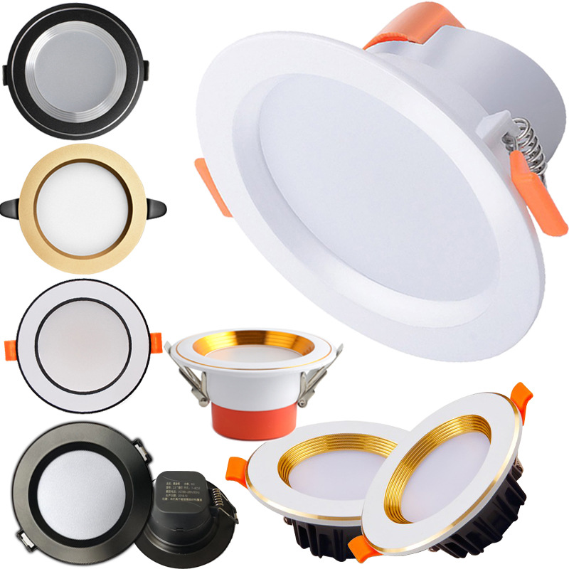 2,5 pulgadas 5W Downlight LED lámpara de techo incrustado 7,5 agujero 8cm Luz de tres colores cambiante agujero lámpara de 4 pulgadas 12W