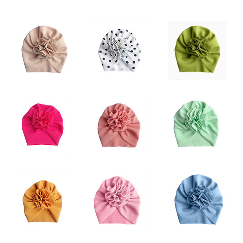 Ins new arrival solid color European and American baby hat spring/autumn flower corn kernel baby pullover cap children's sun protection Indian hat