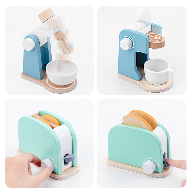 Los niños de juguete cocina horno madera niña jugar casa simulación electrodomésticos juego máquina café utensilios Niño