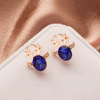 Earrings, three dimensional crystal, Korean style, wholesale, with gem