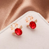 Earrings, three dimensional crystal, Korean style, wholesale, with gem