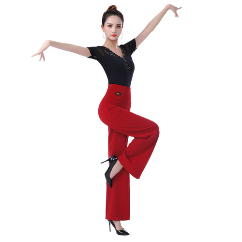 Ballroom dance wide-leg pants for women, standard modern dance Latin square dancing high-waisted Gypsy-style women's bottoms