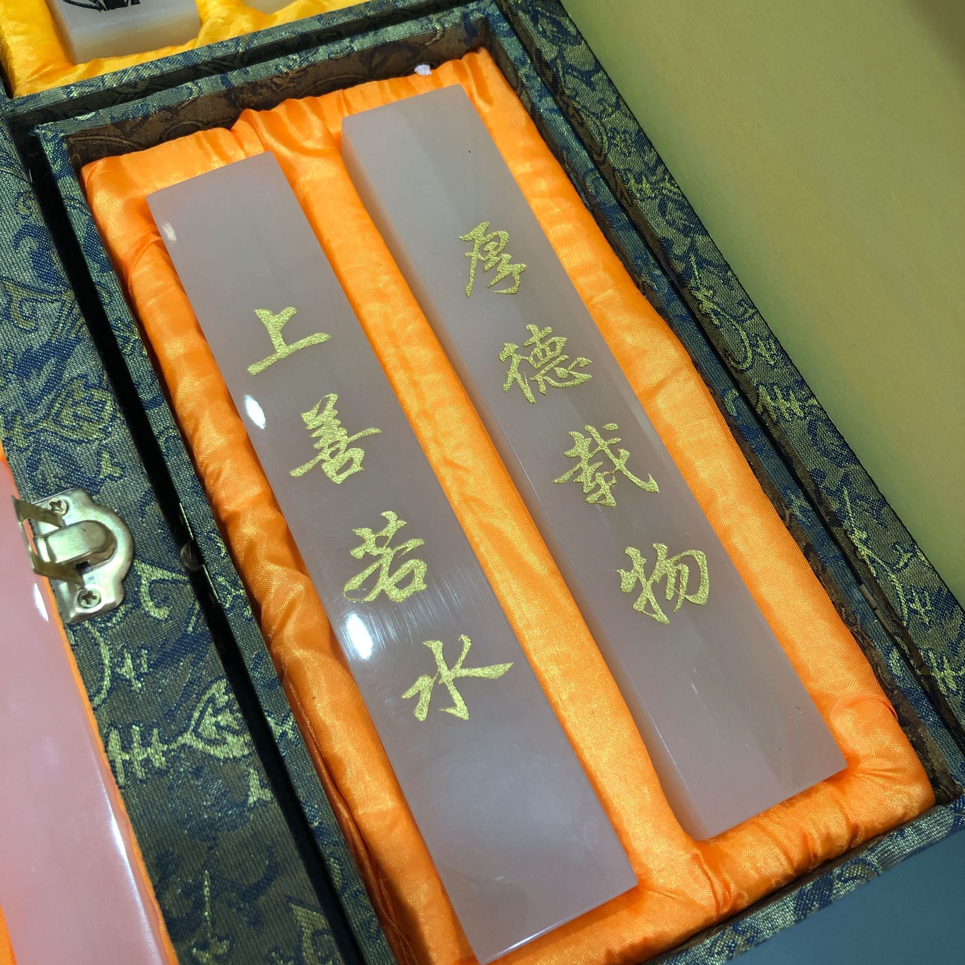 STUDY FOUR TREASURES 선물 상자 세트 STUDY STATIONERY 자 인감 펜 홀더 CREATIVE GIFT JADE BZHAO