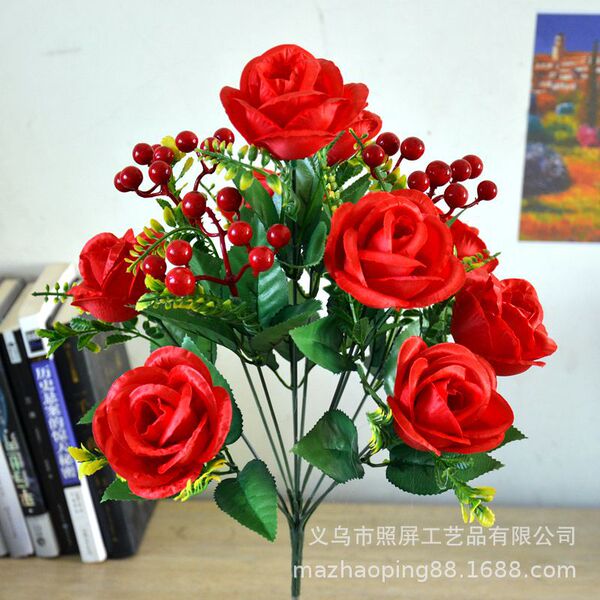 Wedding plastic silk flower festival decoration 12-head rose lily…