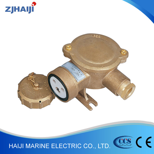 厂家直销船用接插件 16A船用铜质防水插座 CZH109 金属铜质插座