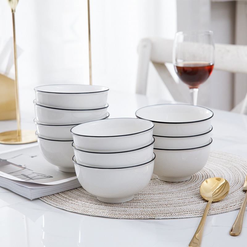 Manufacturers suit household dishes and chopsticks ceramic bowl Nordic dishes eating bowl Japanese light luxury tableware Group 4 4.5 Manufacturers suit household dishes and chopsticks ceramic bowl Nordic dishes eating bowl Japanese light luxury tableware Group 4 4.5