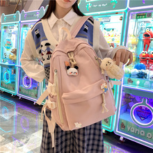 书包女韩版学生原宿女背包高中学生初中生ins风大容量纯色双肩包