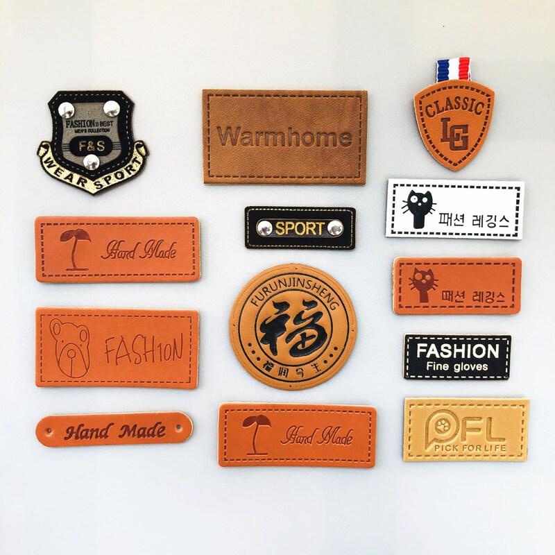 Factory general in stock PU leather label handmade handmade fashion cute logo label clothing sewn leather brand Factory general in stock PU leather label handmade handmade fashion cute logo label clothing sewn leather brand