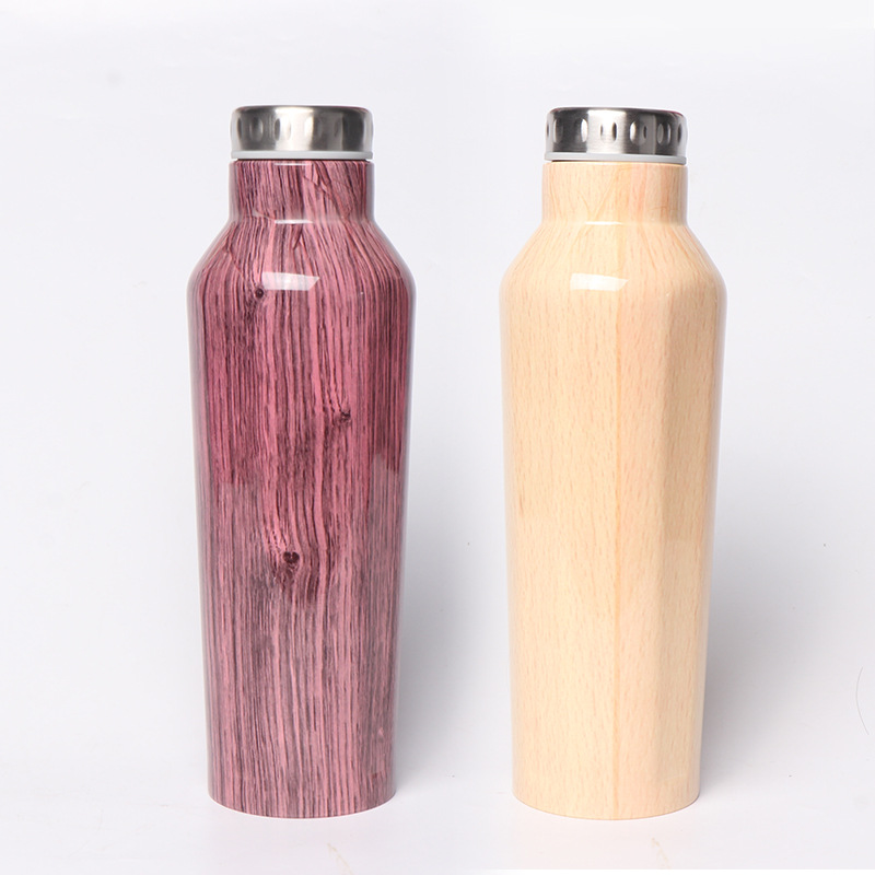 Grano de madera serie taza de vacío de acero inoxidable creativo deportes al aire libre hervidor de madera grano 304 taza de acero inoxidable al por mayor