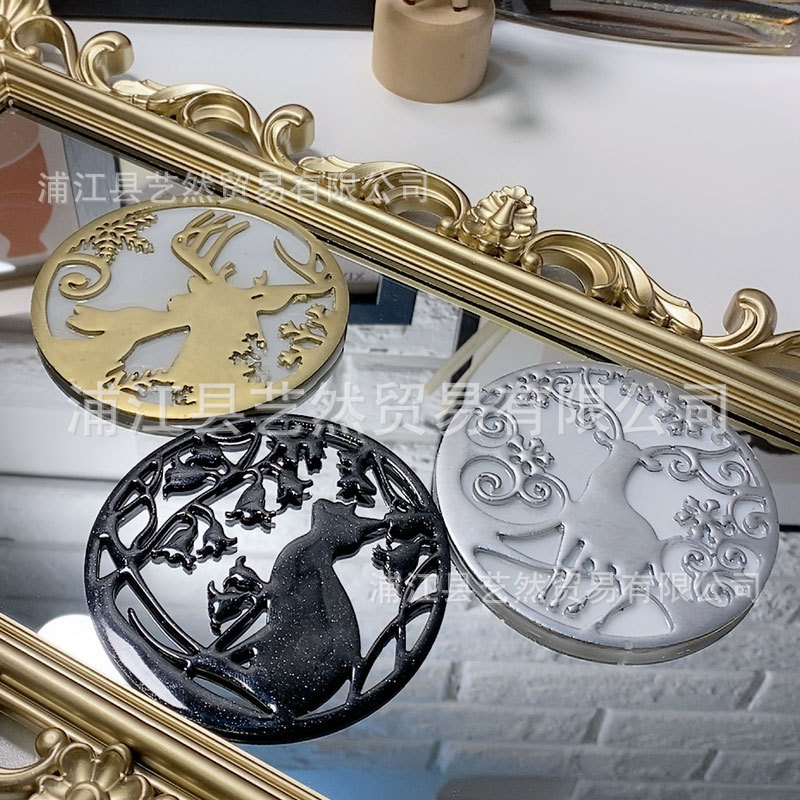 Colgante redondo hueco collar decorativo suéter cadena colgante accesorios espejo epoxi molde Mesa Decoración Accesorios molde