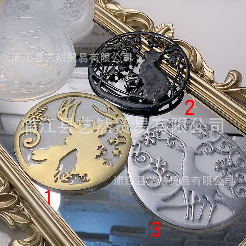 Colgante redondo hueco collar decorativo suéter cadena colgante accesorios espejo epoxi molde Mesa Decoración Accesorios molde