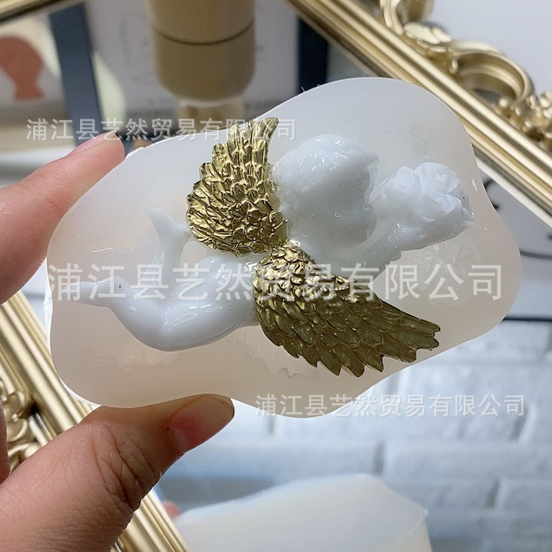 Cristal epoxi hecho a mano DIY expresión facial múltiple espejo Ángel elfo epoxi molde de silicona Mesa decoración molde
