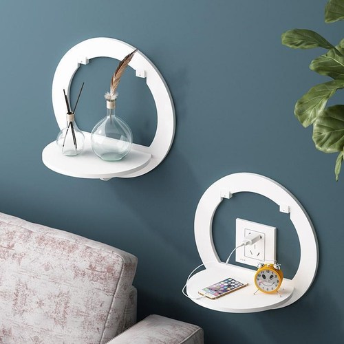 Punch-free set-top box shelf bedside wall decoration partition hanging wall flower rack wall projector wall hanging bracket