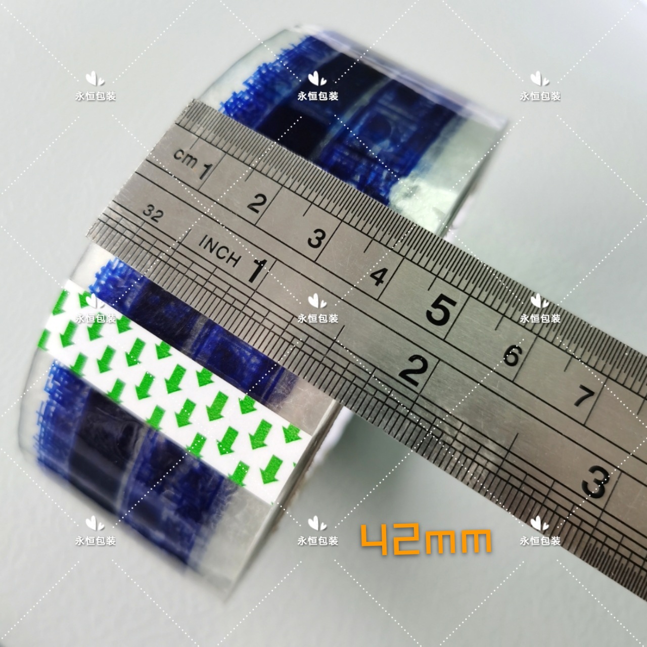 투명 하단 파란색 단어 너비 42mm 길이 91 m 45U